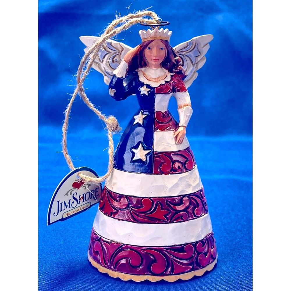 Jim Shore Patriotic Angel Heartwood Creek Star Spangled Ornament 2014